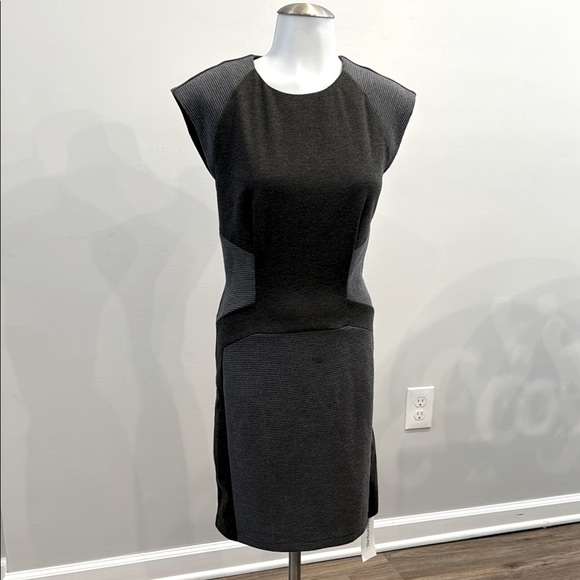 W118 by Walter Baker XS Grey Black Sleeveless Sheath Midi Dress - Picture 1 of 15